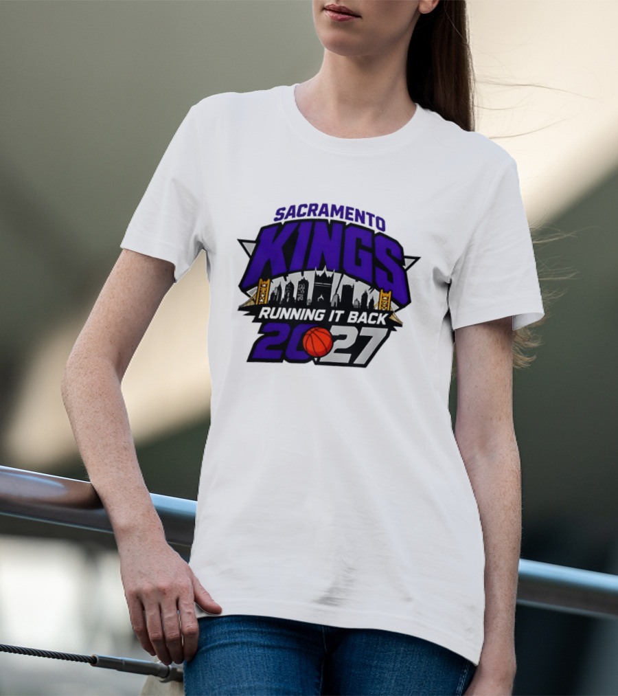 Sacramento Kings 2027 Running It Back Skyline Basketball T-Shirt