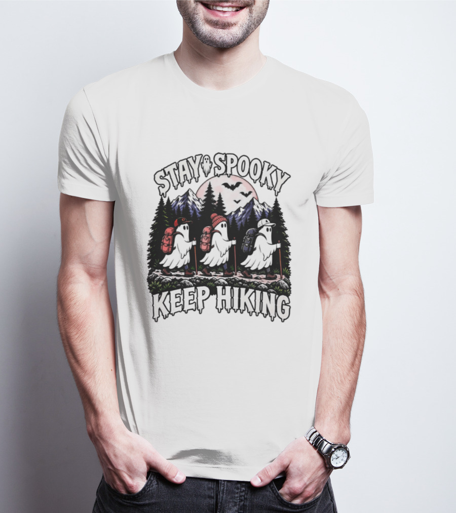 Stay Spooky Hiking Ghosts Halloween Adventure T-Shirt