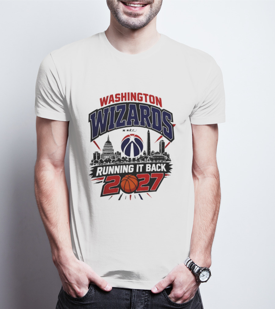 Washington Wizards 2027 Running It Back With Basketball And Skyline T-Shirt
