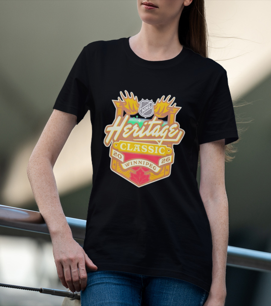 NHL Heritage Classic 2026 Winnipeg Moose Logo Maple Leaf T-Shirt