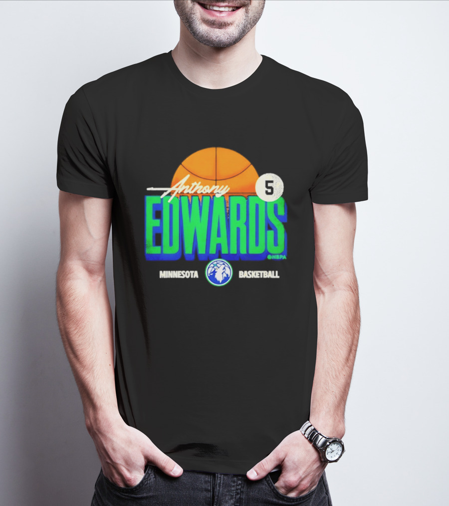 Anthony Edwards 5 Minnesota Basketball Timberwolves Player T-Shirt
