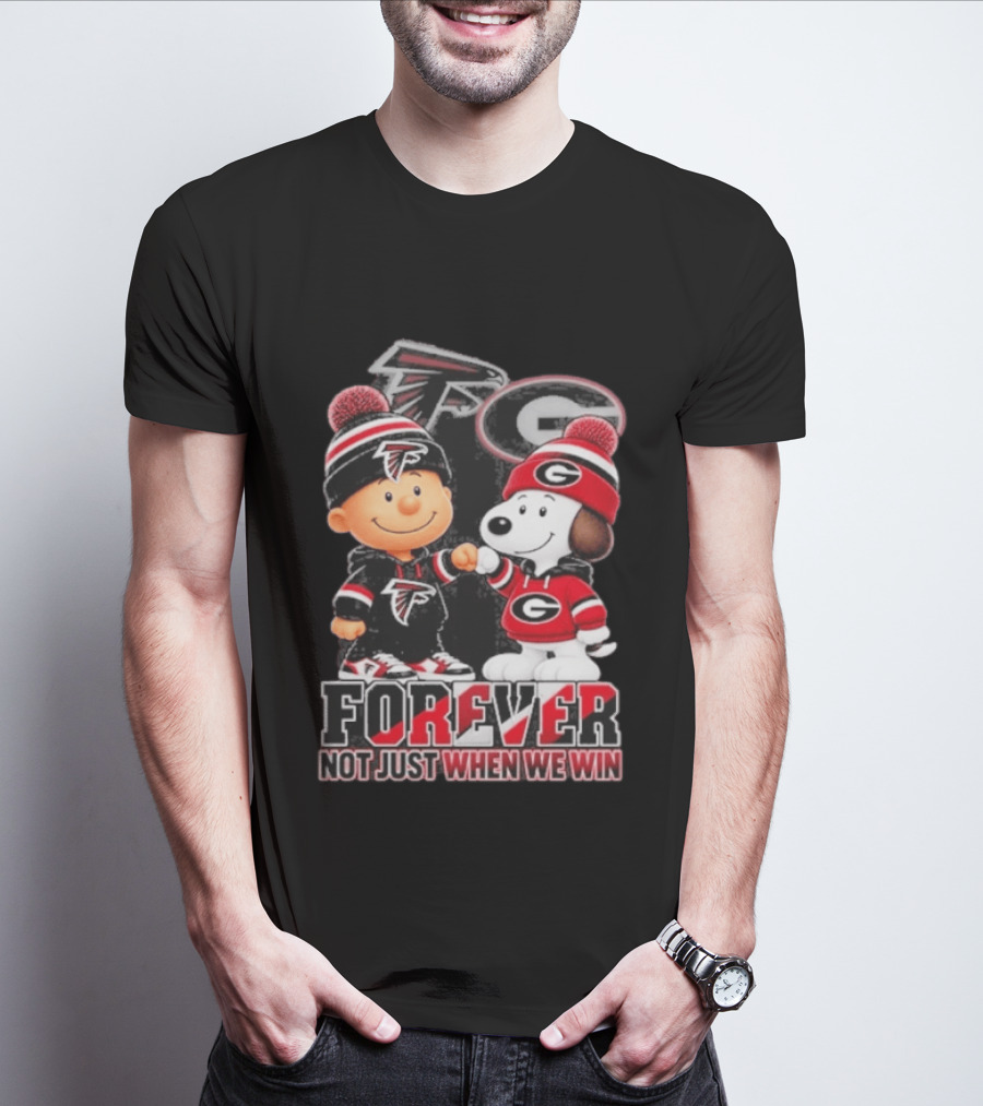 Atlanta Falcons Charlie Brown Georgia Bulldogs Snoopy Fist Bump Forever Not Just When We Win T-Shirt