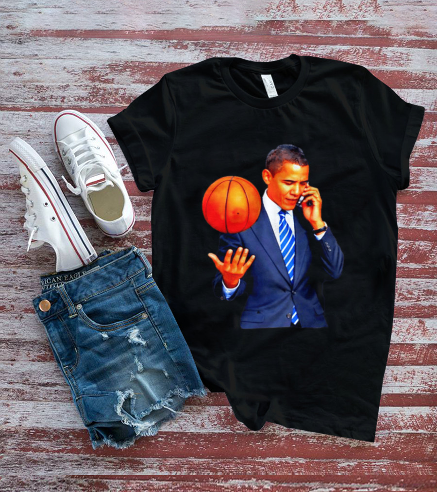 Barack Obama Basketball Phone Call In Suit And Tie T-Shirt