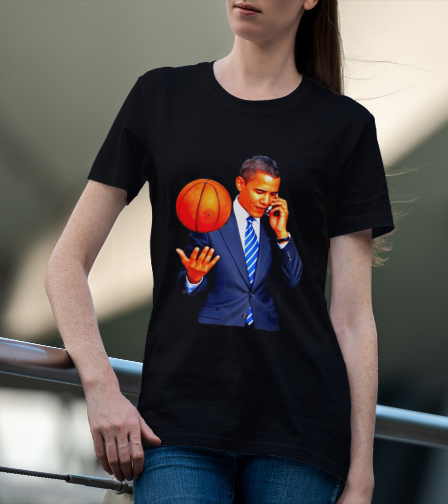 Barack Obama Basketball Phone Call In Suit And Tie T-Shirt