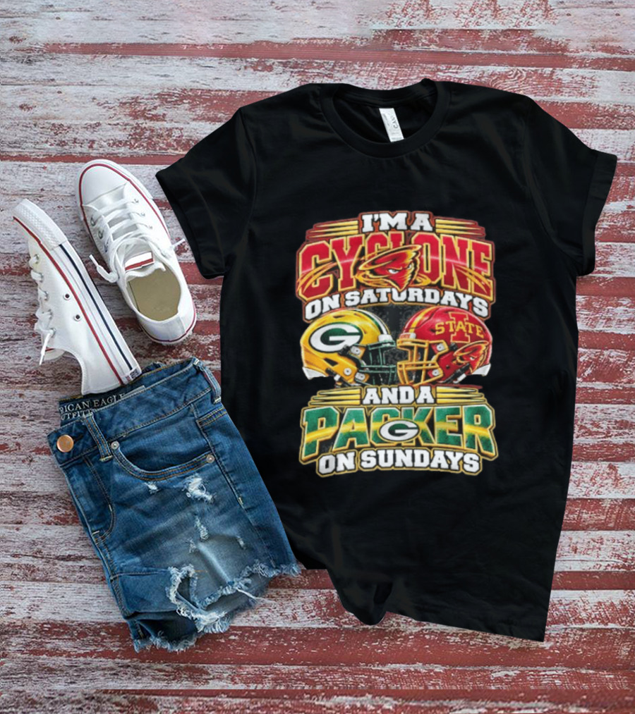 I'm A Cyclone On Saturdays State Helmet And A Packer On Sundays T-Shirt