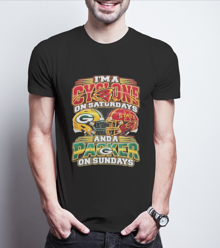 I'm A Cyclone On Saturdays State Helmet And A Packer On Sundays T-Shirt