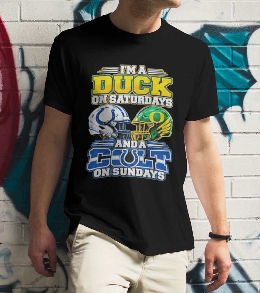 I'm A Duck On Saturdays And A Colt On Sundays Helmet Clash T-Shirt