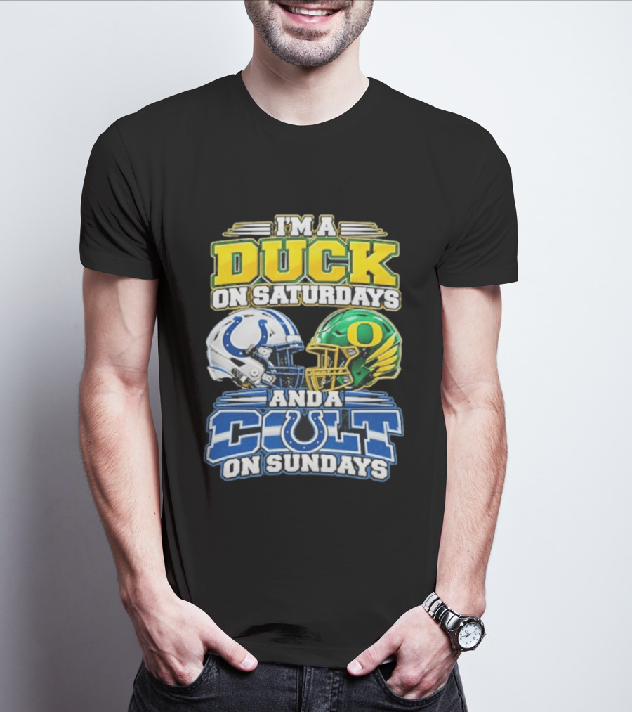 I'm A Duck On Saturdays And A Colt On Sundays Helmet Clash T-Shirt