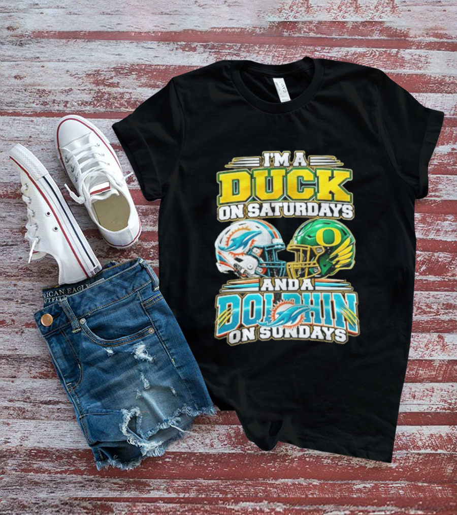 I'm A Duck On Saturdays And A Dolphin On Sundays Football Helmets T-Shirt