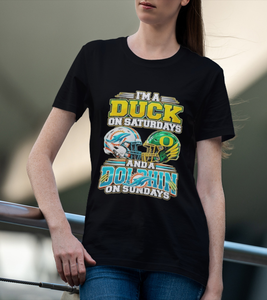 I'm A Duck On Saturdays And A Dolphin On Sundays Football Helmets T-Shirt