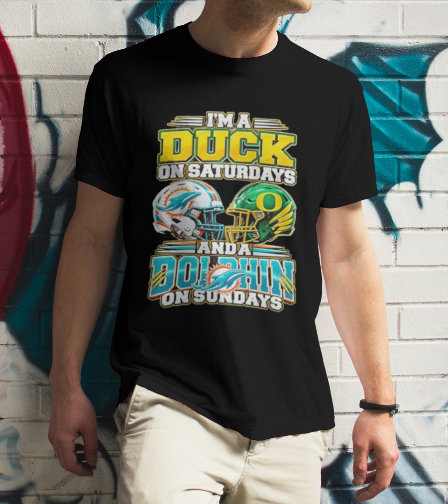 I'm A Duck On Saturdays And A Dolphin On Sundays Football Helmets T-Shirt