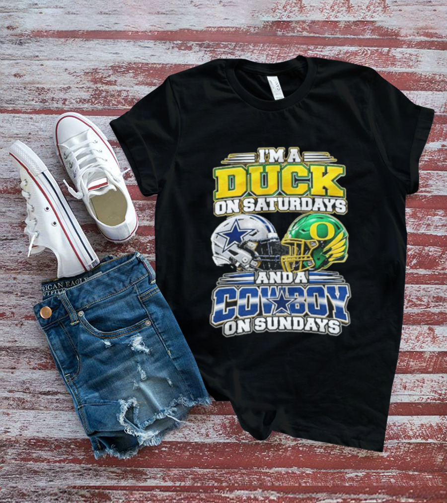 I'm A Duck On Saturdays And A Cowboy On Sundays Football Helmets T-Shirt