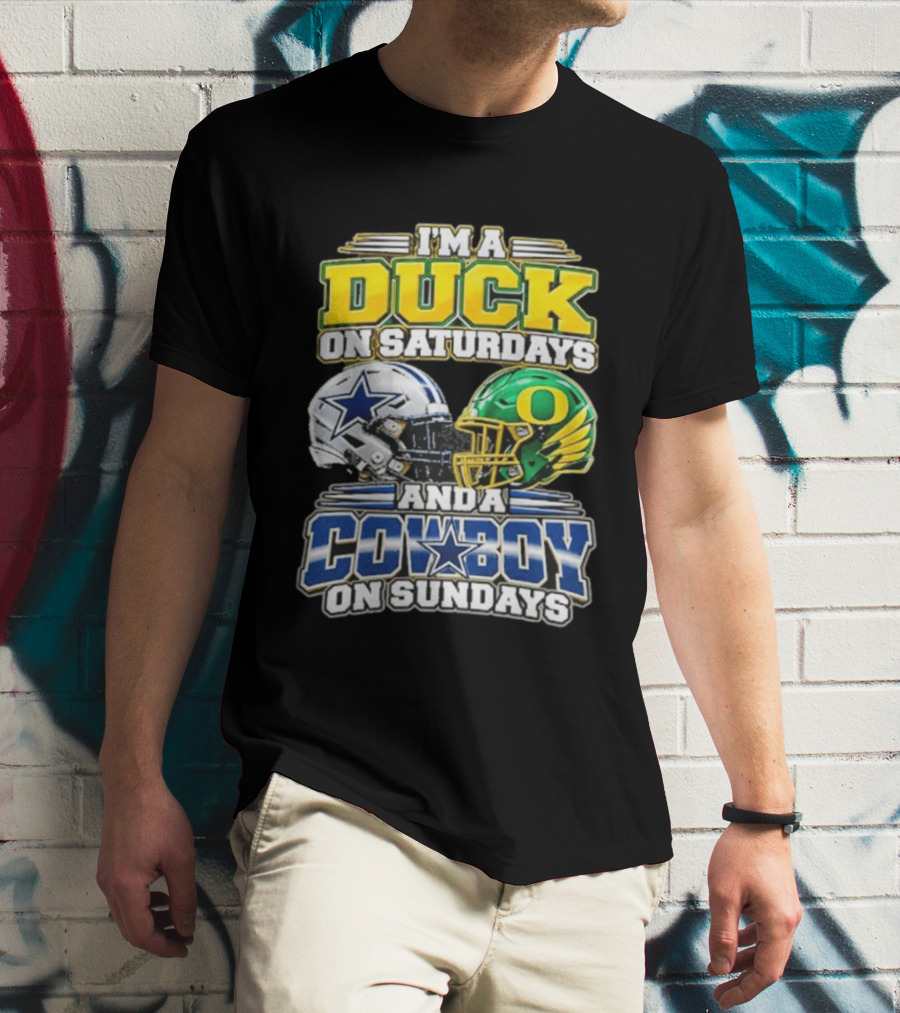 I'm A Duck On Saturdays And A Cowboy On Sundays Football Helmets T-Shirt