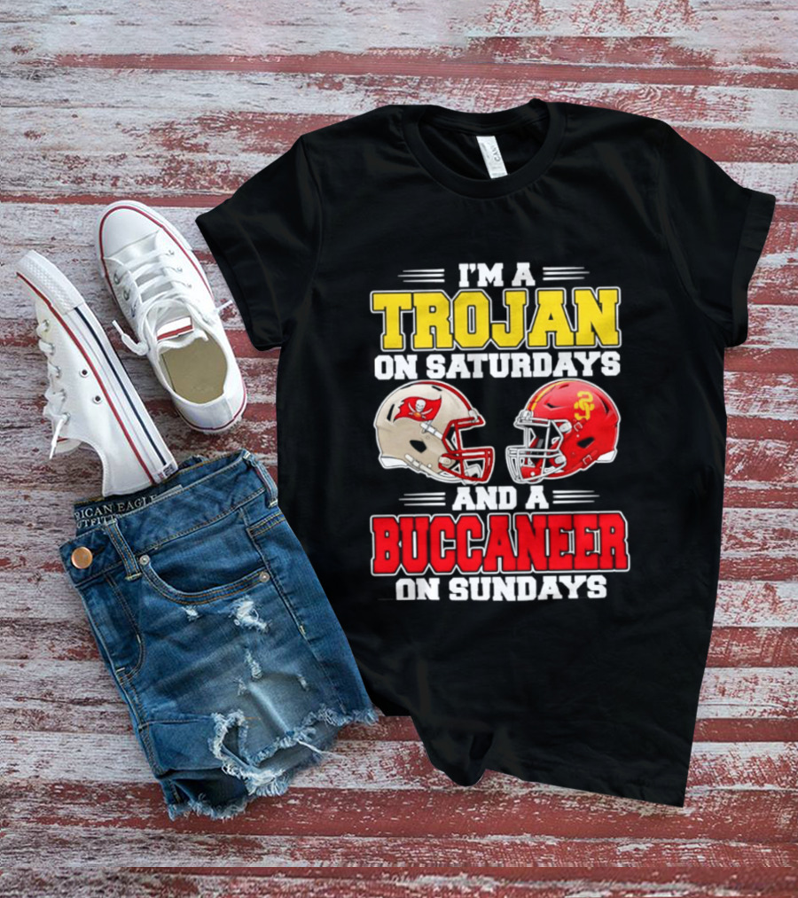 I'm A Trojan On Saturdays And A Buccaneer On Sundays Football Helmet T-Shirt