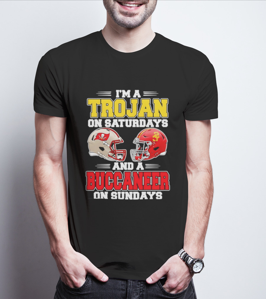 I'm A Trojan On Saturdays And A Buccaneer On Sundays Football Helmet T-Shirt
