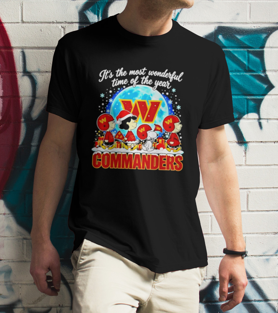 Peanuts Washington Commanders 2026 Christmas It's The Most Wonderful Time Of The Year T-Shirt