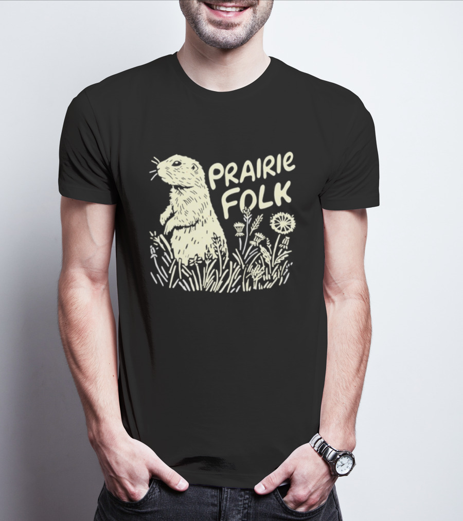 Prairie Folk Groundhog Meadow Wildlife Nature T-Shirt