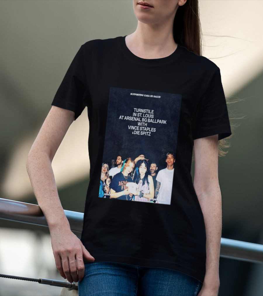 Turnstile St. Louis Arsenal BG Ballpark Vince Staples Die Spitz October 2026 Supporting Casa De Salud Missouri T-Shirt