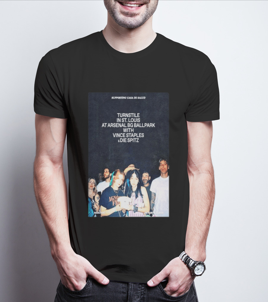 Turnstile St. Louis Arsenal BG Ballpark Vince Staples Die Spitz October 2026 Supporting Casa De Salud Missouri T-Shirt