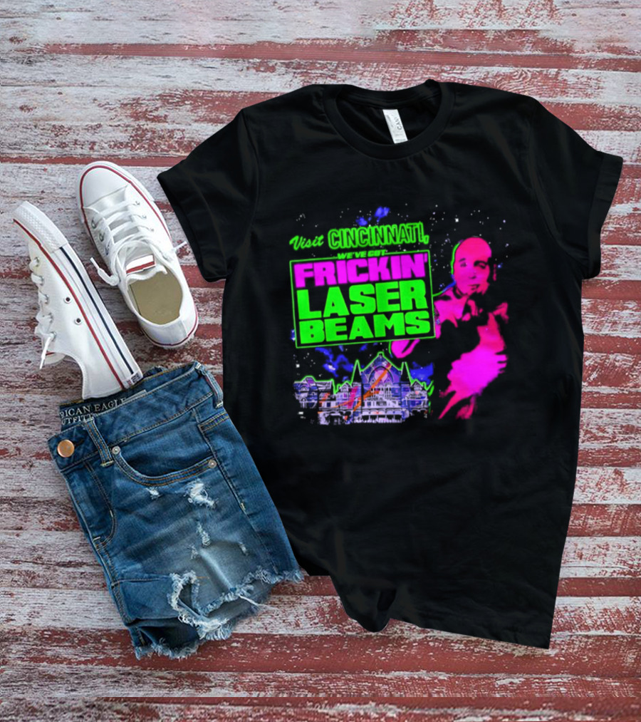 Visit Cincinnati Frickin' Laser Beams Retro Neon T-Shirt