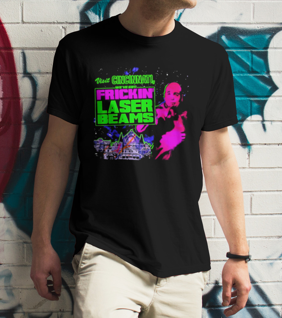 Visit Cincinnati Frickin' Laser Beams Retro Neon T-Shirt