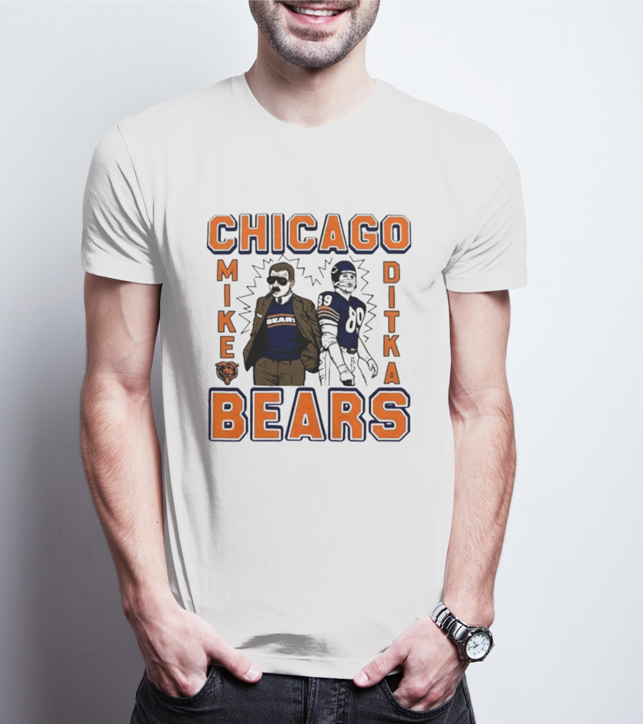 Mike Ditka Chicago Bears Vintage Homage Ash Grey T-Shirt