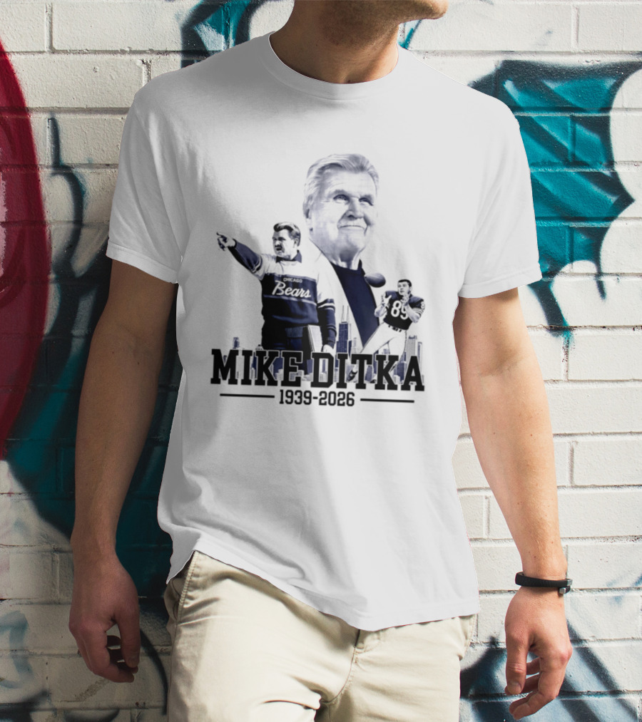 Mike Ditka Da Coach Chicago Bears In Loving Memory 1939 2026 City Skyline T-Shirt