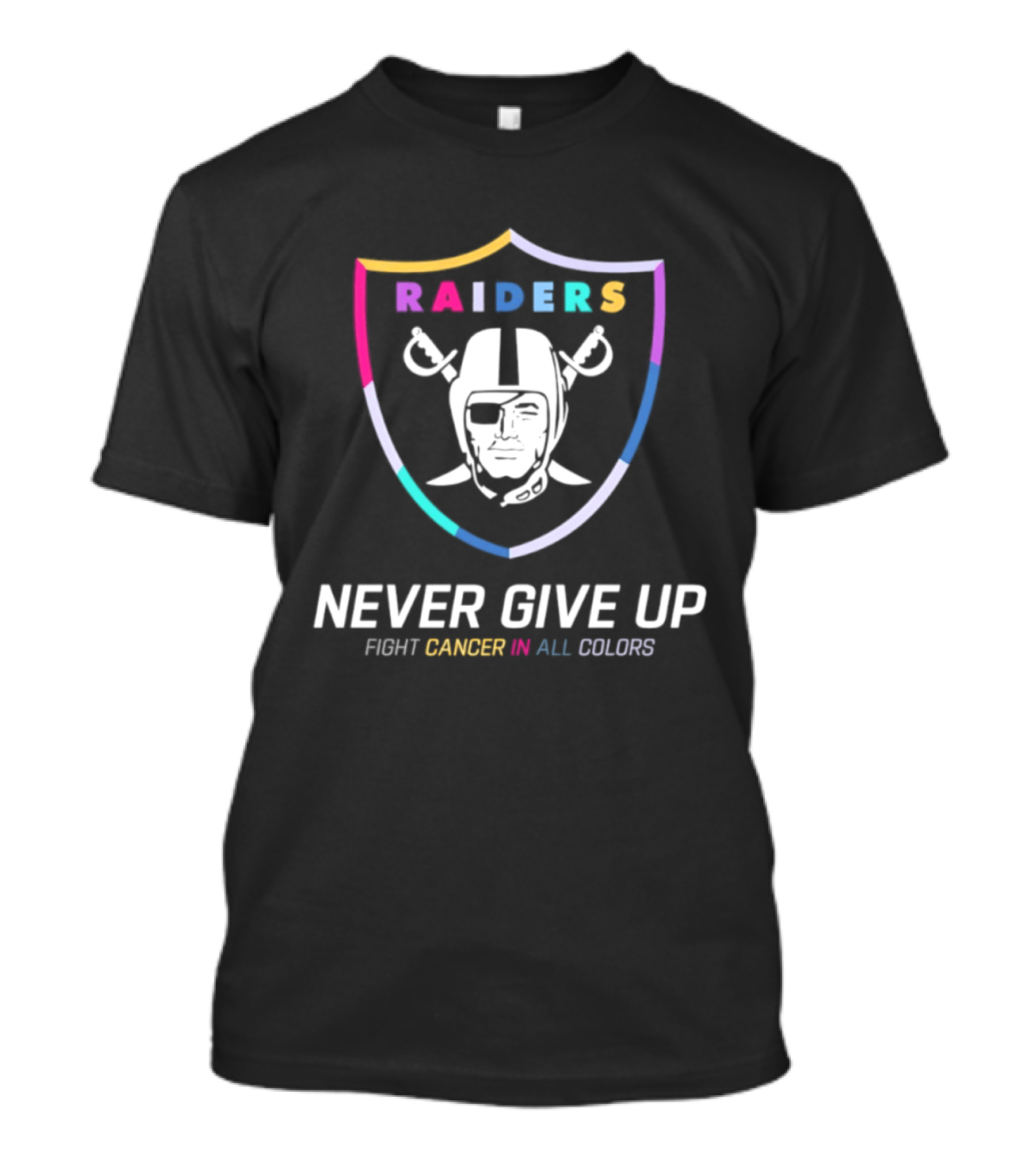 Las Vegas Raiders 2026 Never Give Up Fight Cancer In All T-Shirt