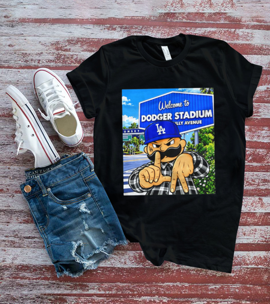 Welcome To Dodger Stadium Sunset Billy Avenue LA Dodgers Cholo T-Shirt