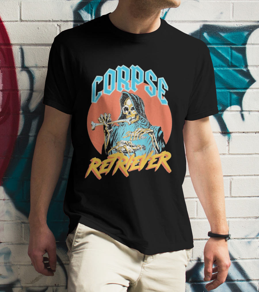 Corpse Retriever Skeleton With Hood And Bone T-Shirt