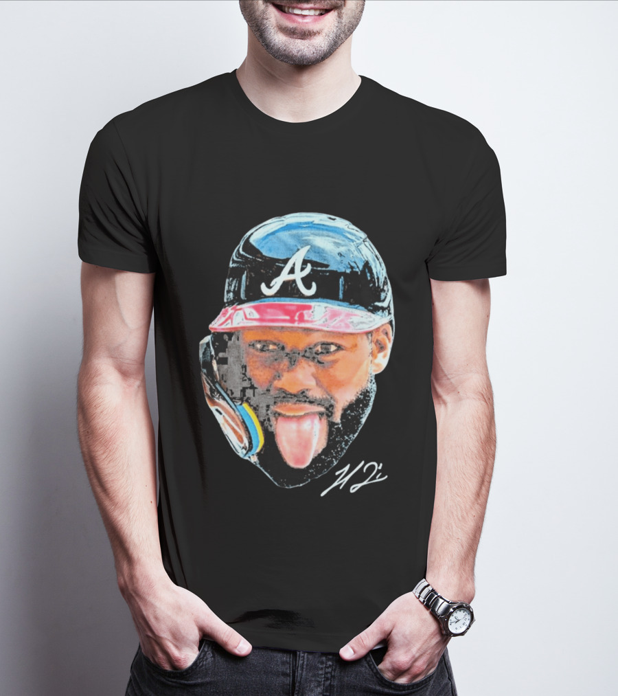 Michael Harris II Atlanta Braves Big Head Icon Signature T-Shirt