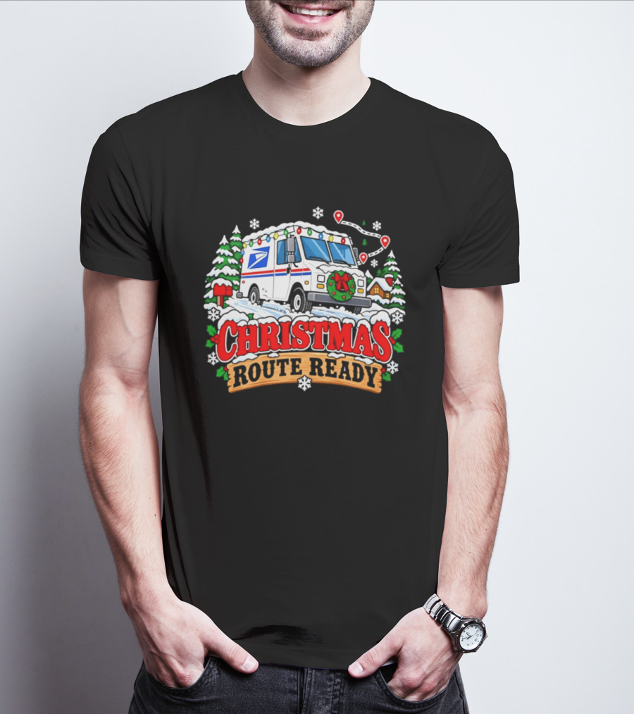 USPS Christmas Route Ready 2026 Delivery Truck Holiday Season T-Shirt