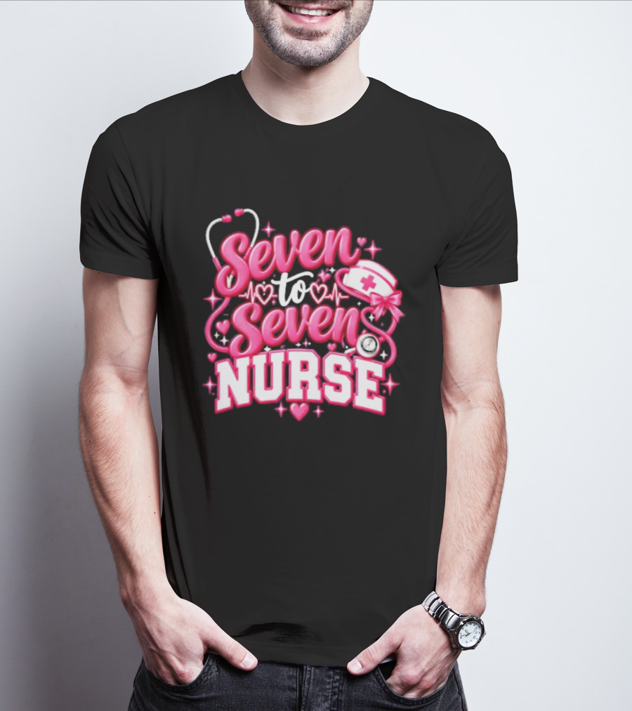 Seven To Seven Nurse Heartbeat And Stethoscope T-Shirt