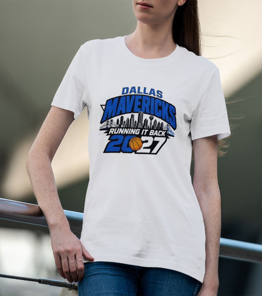 Dallas Mavericks Running It Back 2027 Skyline NBA Basketball T-Shirt