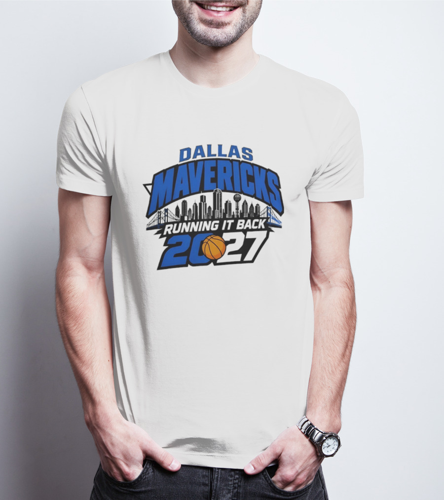 Dallas Mavericks Running It Back 2027 Skyline NBA Basketball T-Shirt
