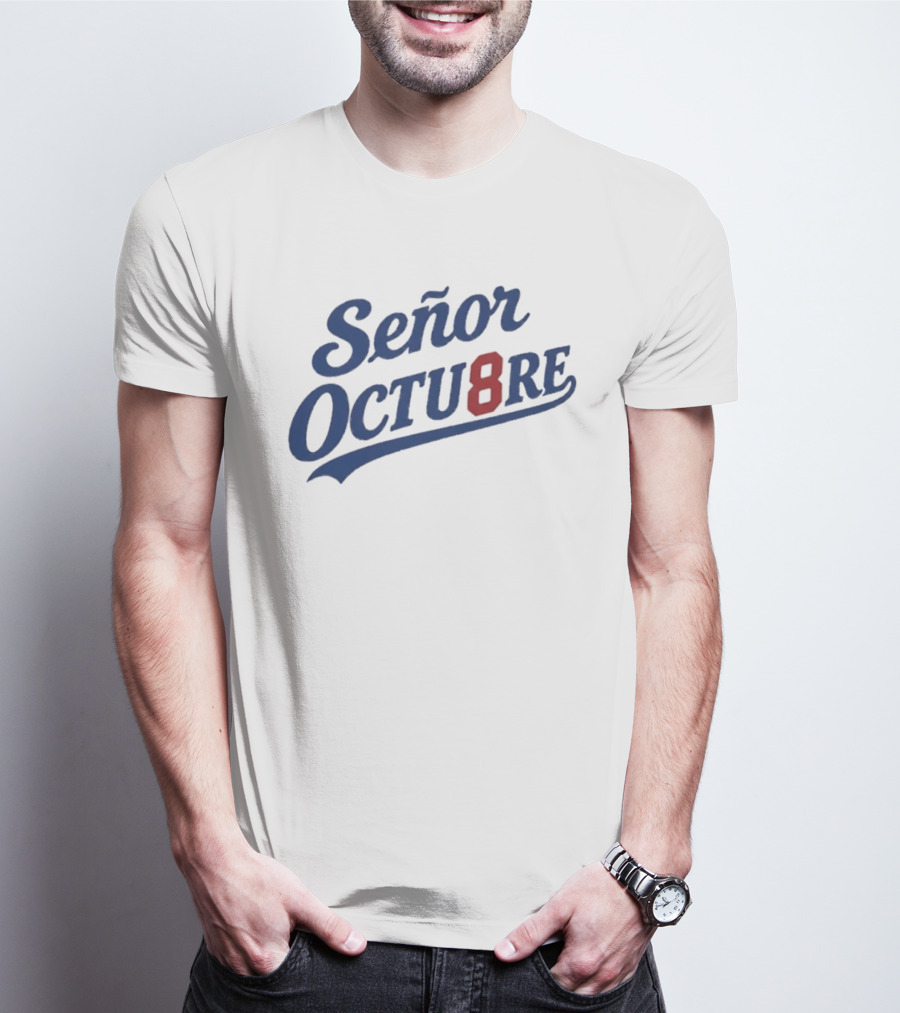 Señor Octubre 8 Los Angeles Dodgers Blue And Red Script T-Shirt