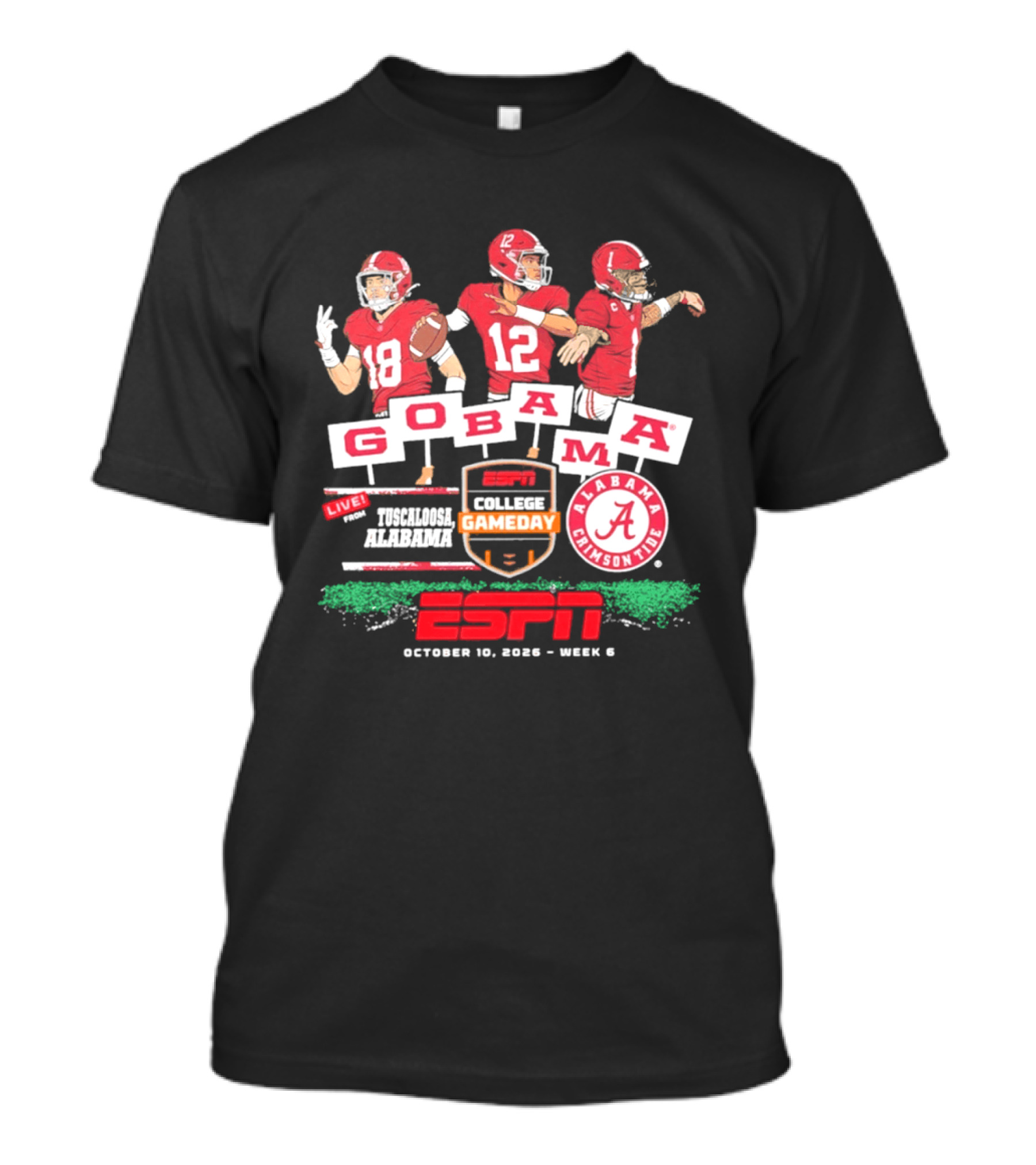 Alabama Crimson Tide College Gameday ESPN Tuscaloosa Go Bama October 10 2026 Week 6 T-Shirt