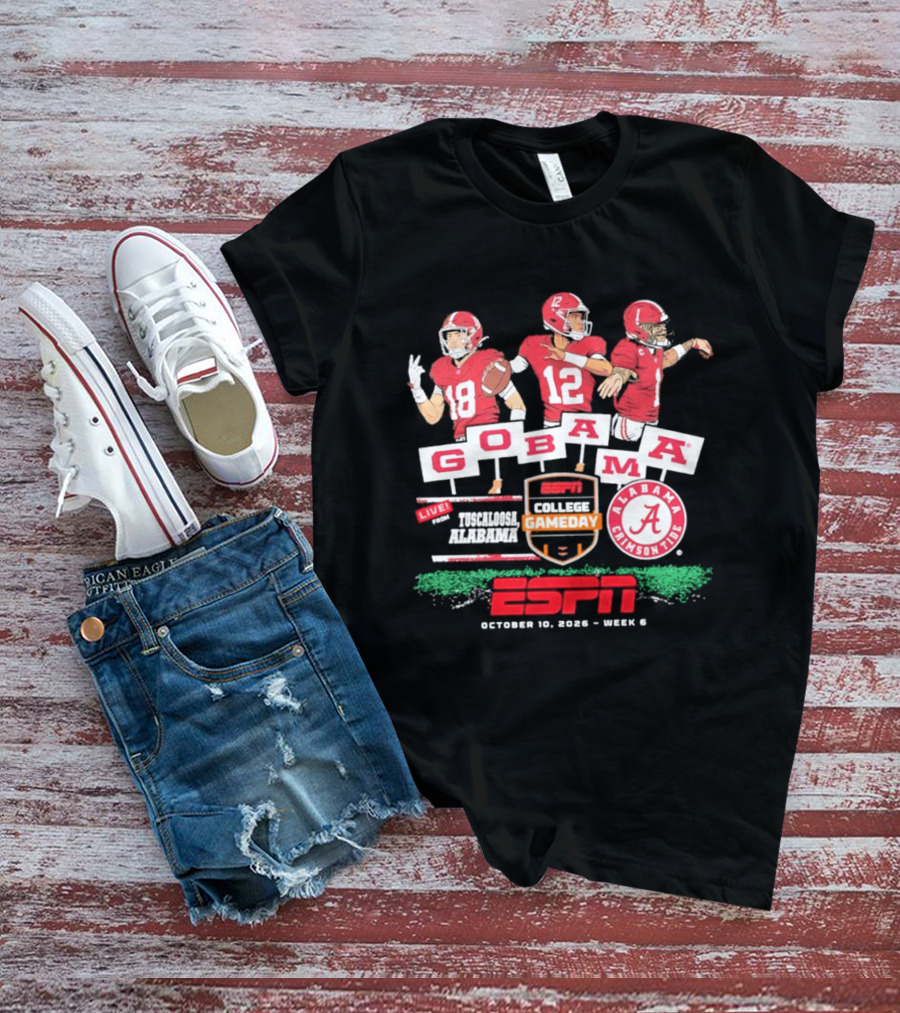 Alabama Crimson Tide College Gameday ESPN Tuscaloosa Go Bama October 10 2026 Week 6 T-Shirt