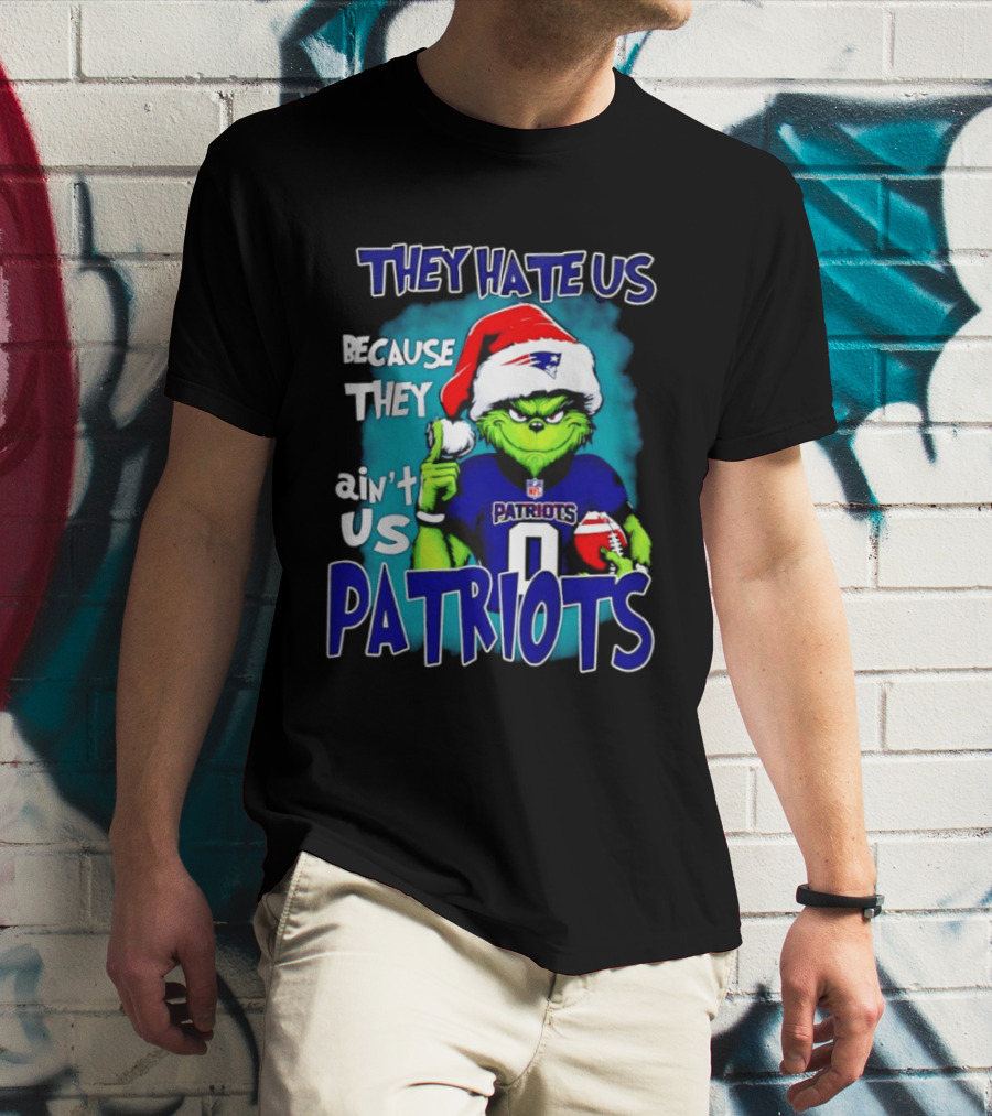 New England Patriots Grinch Santa 2026 They Hate Us Because They Ain't Us T-Shirt
