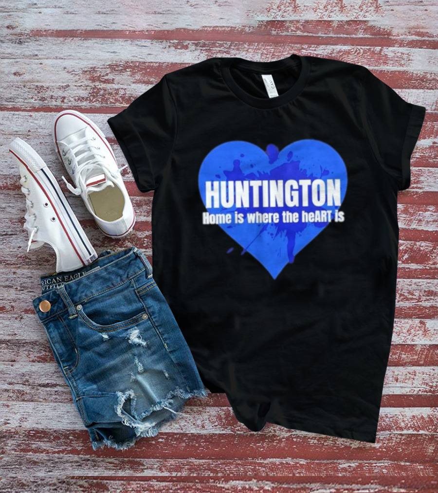 Huntington Home Is Where The Heart Is Blue Paint Splatter T-Shirt
