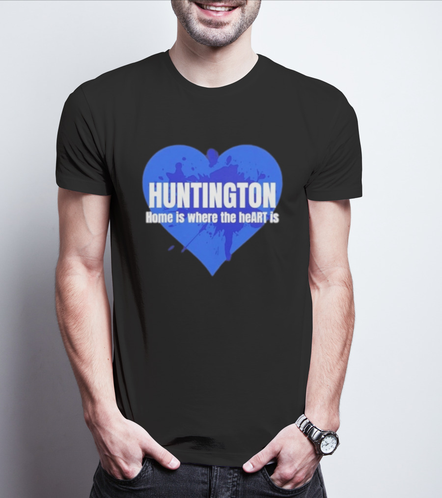 Huntington Home Is Where The Heart Is Blue Paint Splatter T-Shirt