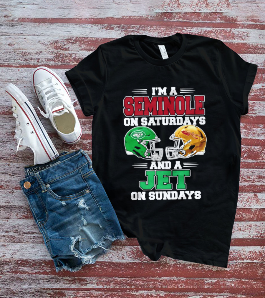 I'm A Seminole On Saturdays And A Jet On Sundays Football Helmets T-Shirt