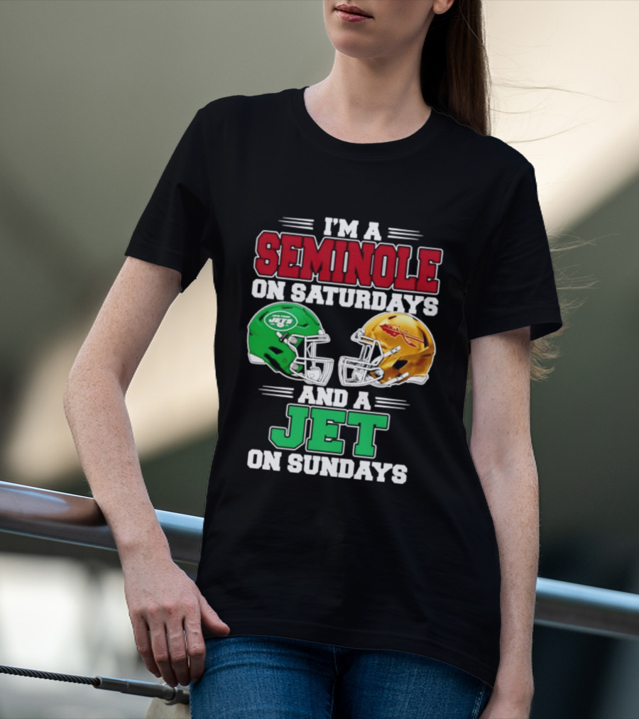 I'm A Seminole On Saturdays And A Jet On Sundays Football Helmets T-Shirt