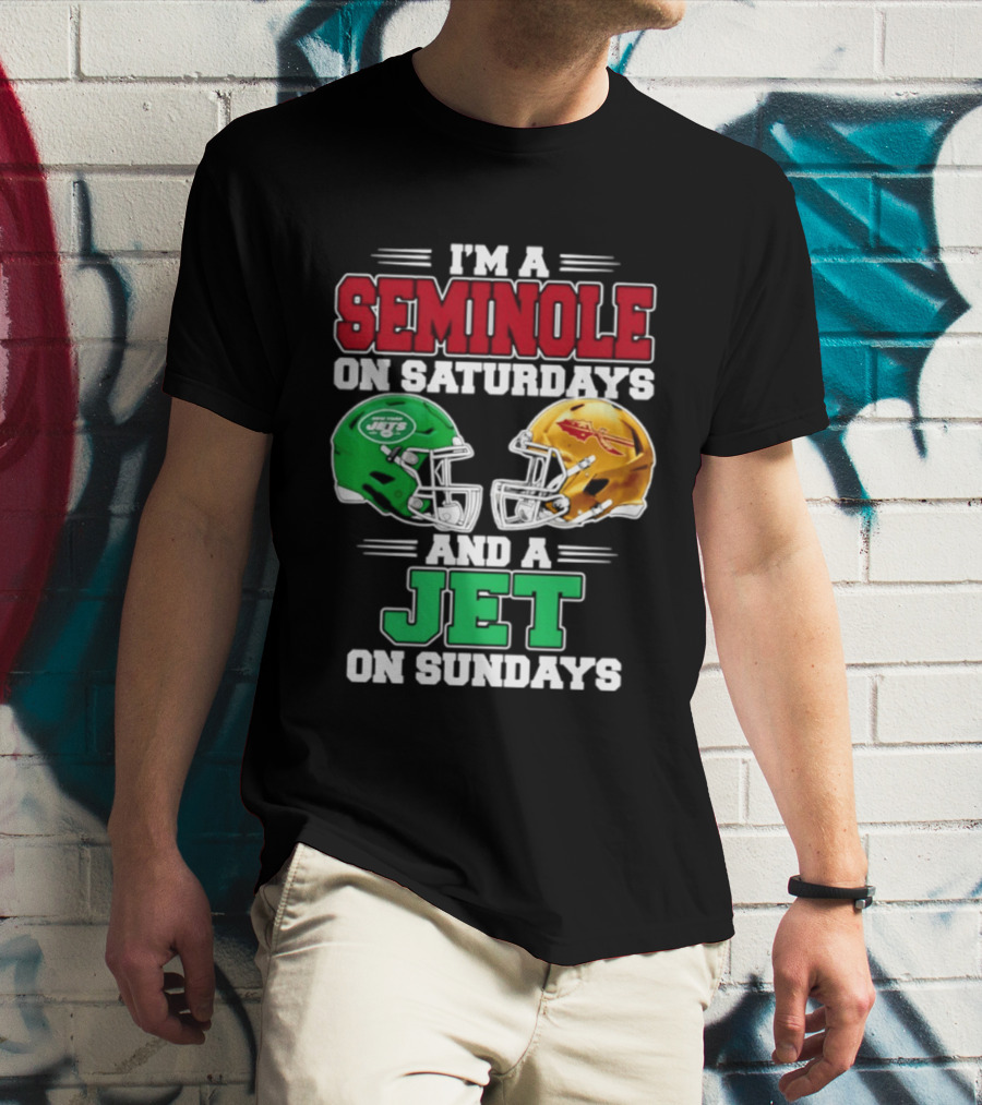 I'm A Seminole On Saturdays And A Jet On Sundays Football Helmets T-Shirt