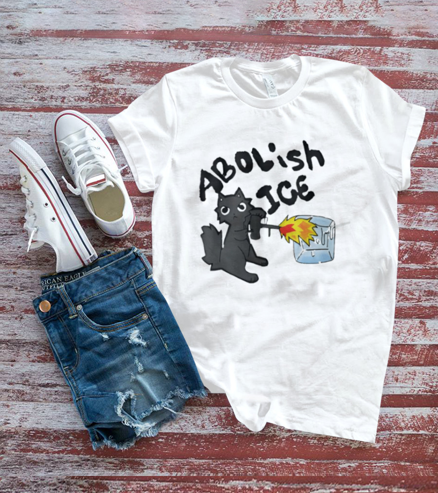Abolish Ice Cat Torch Melting Cube T-Shirt