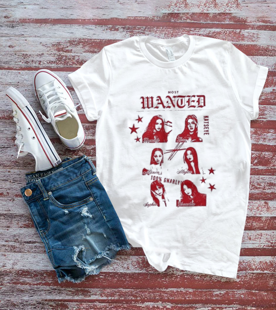 Katseye Most Wanted Red Stars And Figures T-Shirt