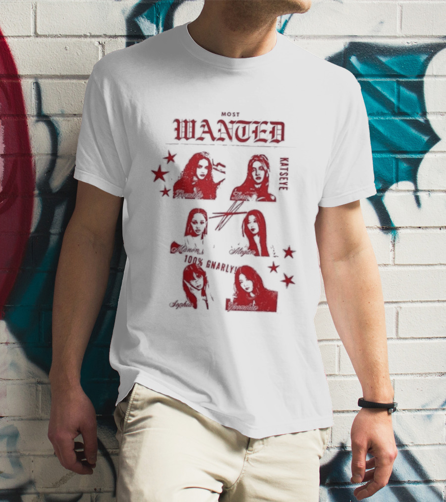 Katseye Most Wanted Red Stars And Figures T-Shirt