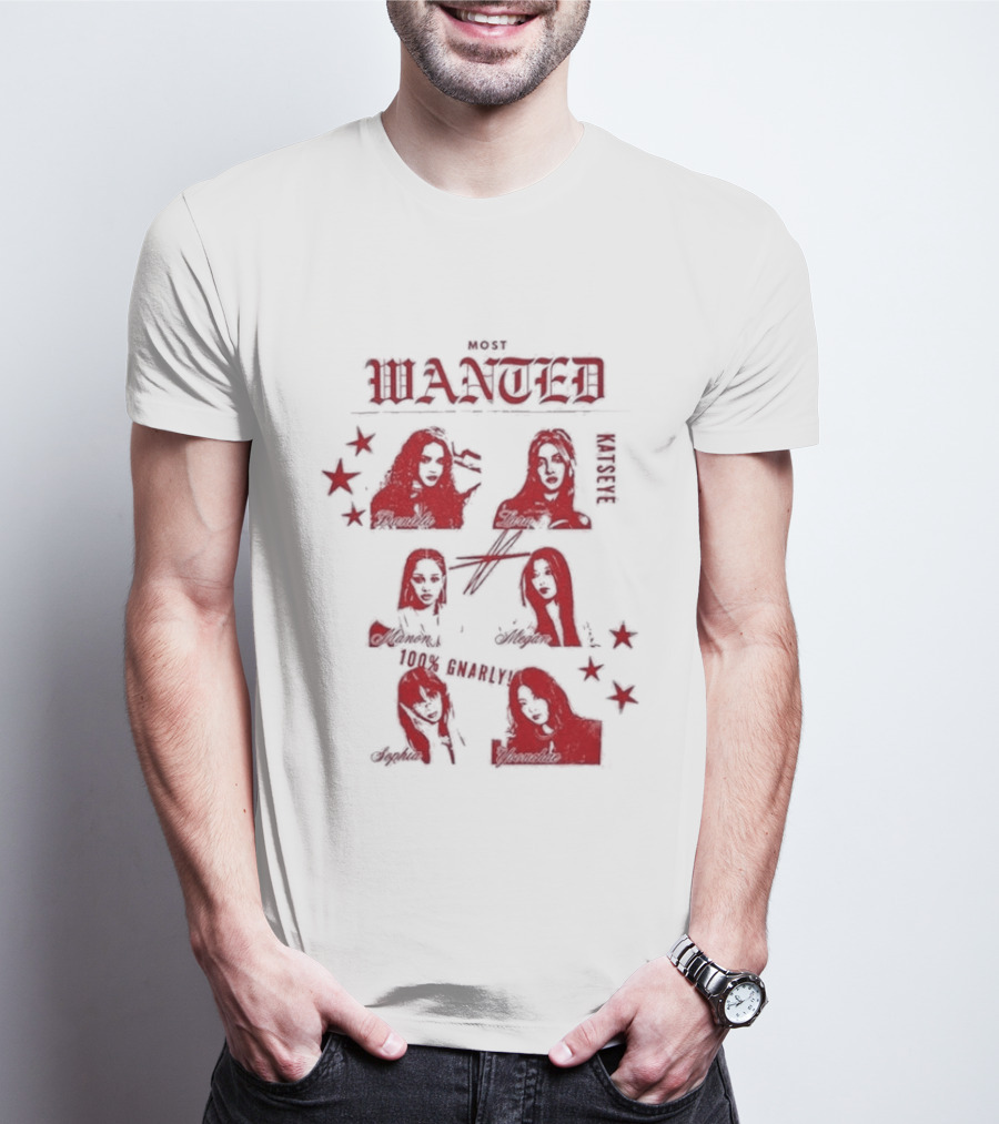 Katseye Most Wanted Red Stars And Figures T-Shirt