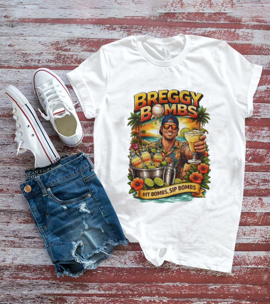 Breggy Bombs Hit Bombs Sip Bombs Tropical Cocktail Vibes T-Shirt