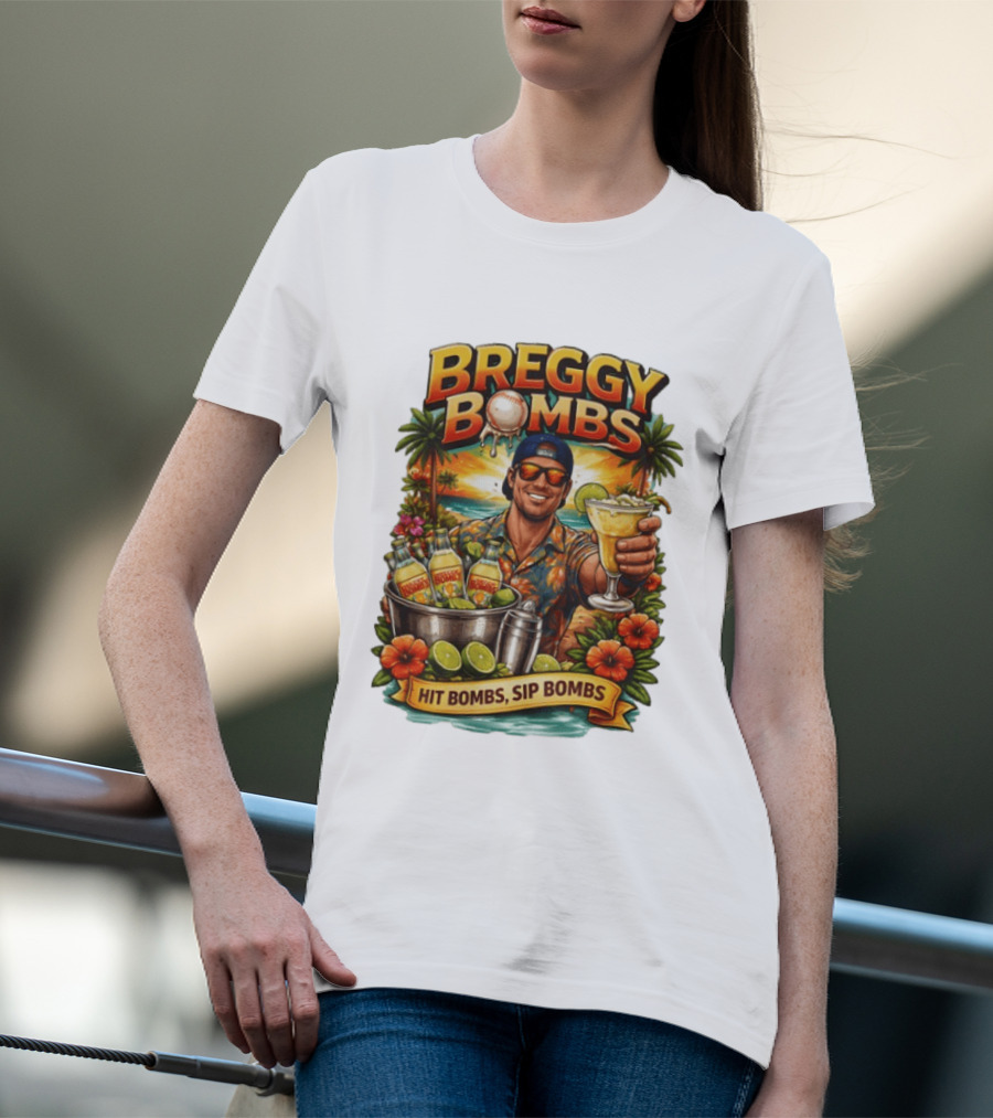 Breggy Bombs Hit Bombs Sip Bombs Tropical Cocktail Vibes T-Shirt